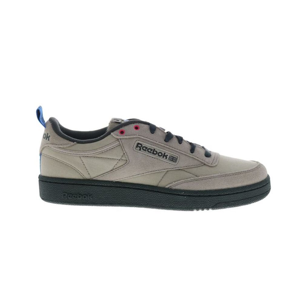 Reebok Men's Grey and Black Low-Top Sneakers with Blue and Red Accents